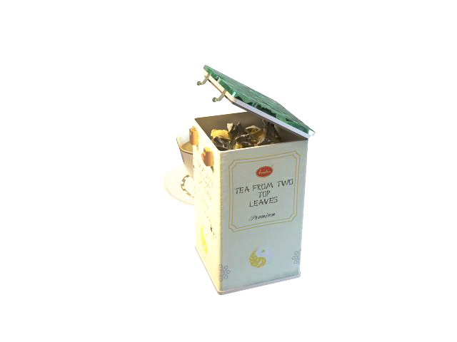 Tea box and cup 3d rendering