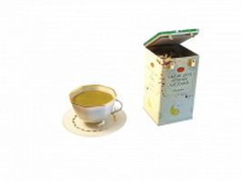 Tea box and cup 3d preview