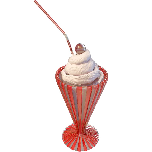 Ice cream with straw 3d rendering