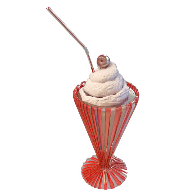Ice cream with straw 3d rendering