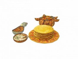 Traditional Russian cuisine 3d model preview