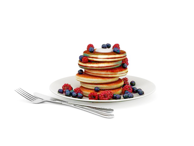 Blueberry pancakes 3d rendering