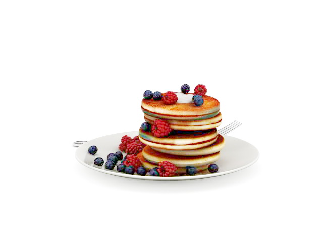 Blueberry pancakes 3d rendering