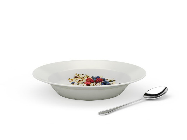 Blueberry oatmeal breakfast 3d rendering