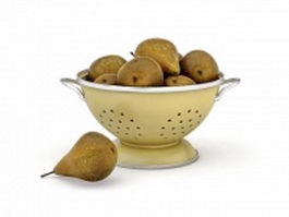 Pears in bowl 3d model preview