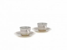 Coffee cups and saucers 3d model preview