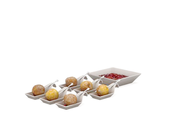 Doughnuts with dip dishes 3d rendering