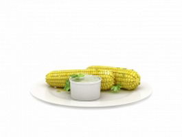 Boiled corn with butter 3d model preview