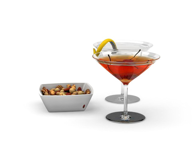 Cocktails and Snacks 3d rendering