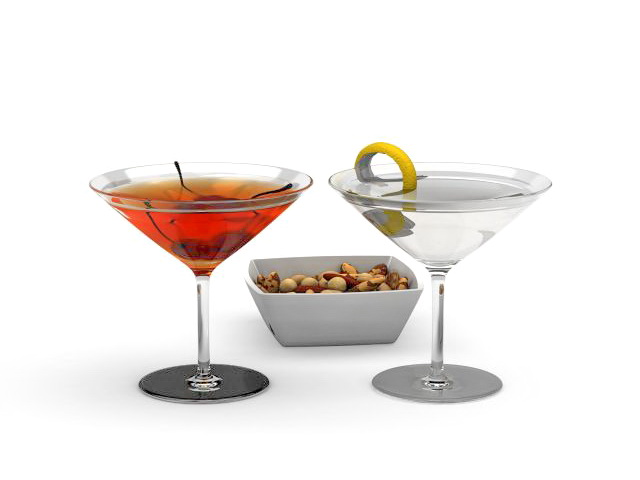 Cocktails and Snacks 3d rendering