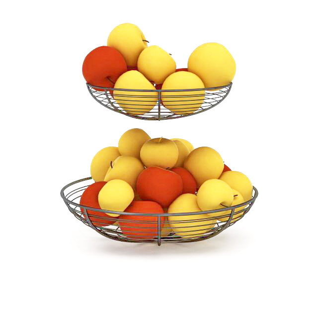 Wire apple basket 3d rendering