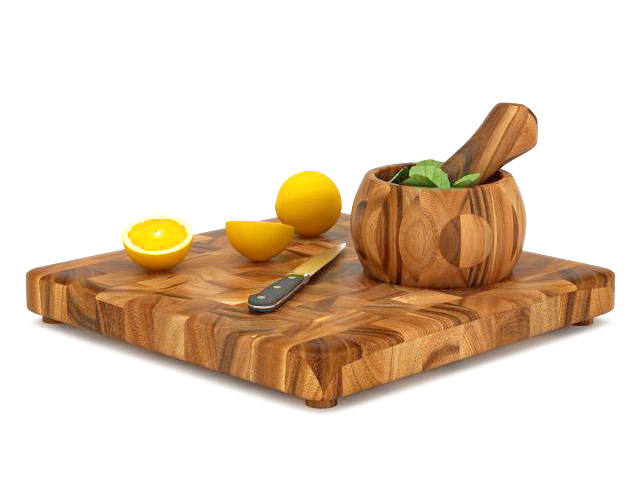 Lemon and cutting board 3d rendering