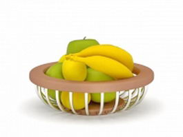 Apple banana basket 3d model preview
