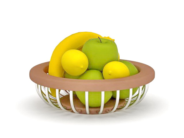 Apple banana basket 3d rendering