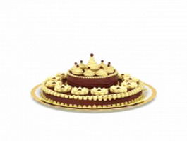 German chocolate cake 3d model preview