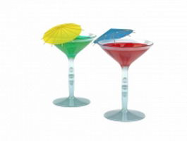 Summer cocktail drinks 3d model preview