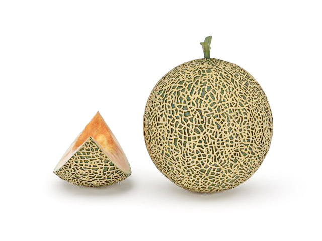 Cantaloupe with slice 3d rendering