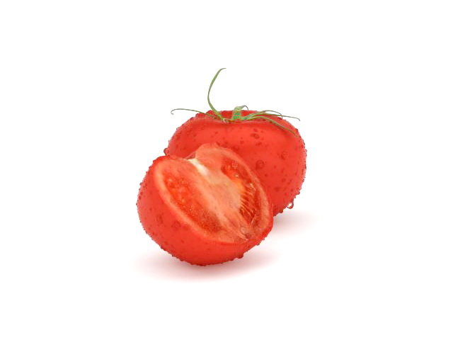 Tomato and cross-section 3d rendering