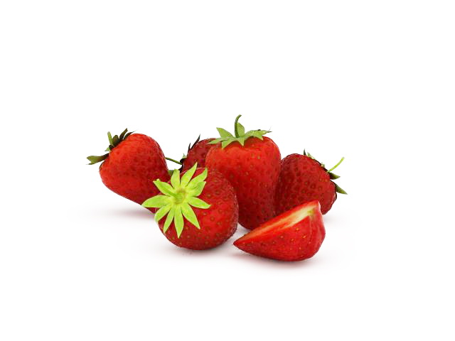 Garden strawberry fruits 3d rendering