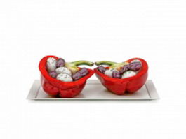 Red bell pepper snacks 3d model preview