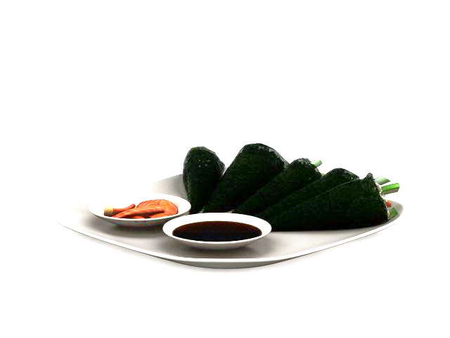 Seafood Sushi platter 3d rendering