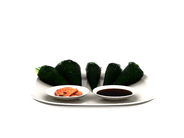 Seafood Sushi platter 3d rendering