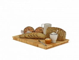 German breakfast breads 3d model preview
