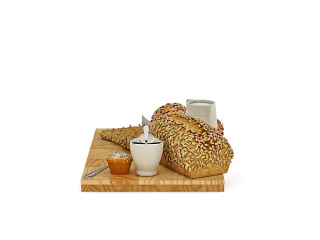 German breakfast breads 3d rendering