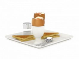 Egg and toast breakfast 3d model preview