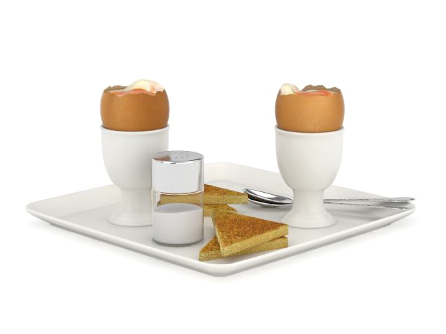 Egg and toast breakfast 3d rendering