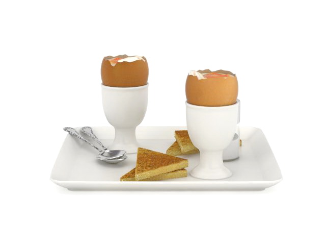 Egg and toast breakfast 3d rendering