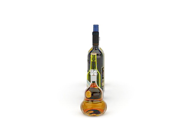Bottles of Liquor 3d rendering