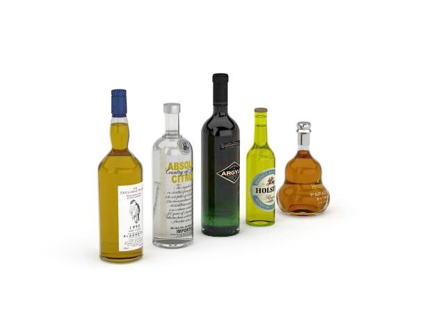 Bottles of Liquor 3d rendering