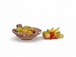 Fruits and vegetables basket 3d preview