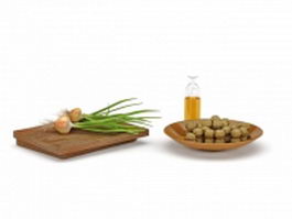 Food vegetable and cooking oil 3d model preview
