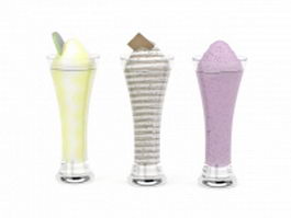 Three glasses of ice cream 3d model preview