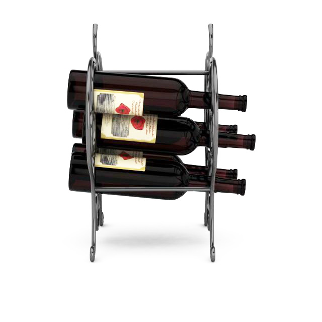 Home wine bottle rack 3d rendering