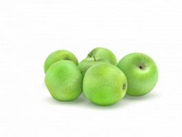 Green apples 3d model preview