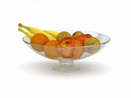 Glass bowl with fruits 3d preview