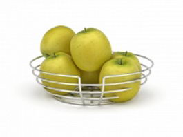 Apple in wire basket 3d model preview