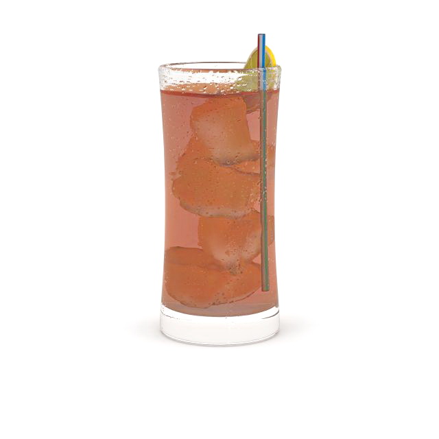 Lime drink with straw 3d rendering