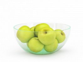 Glass bowl with apple 3d model preview