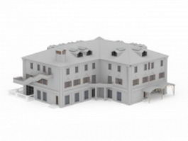 Public school building 3d model preview