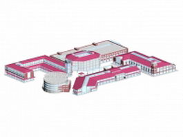 Shopping districts building 3d model preview