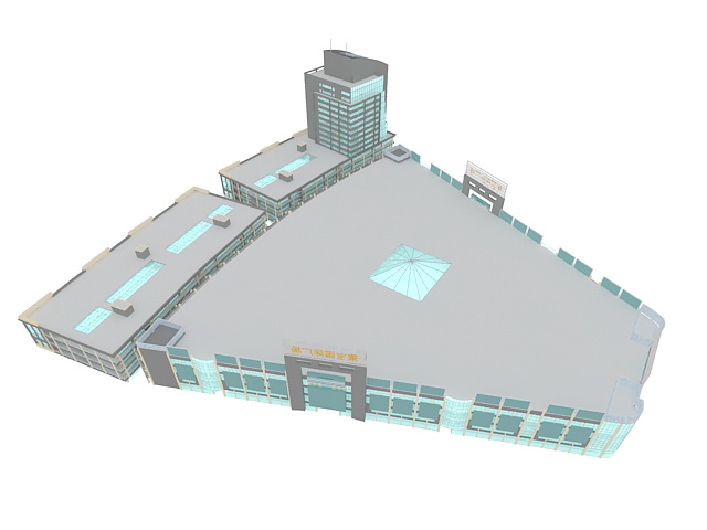 Plaza shopping center 3d rendering