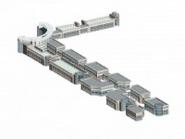 Office building complex architecture 3d model preview
