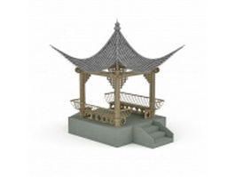 Ancient Chinese pavilion 3d model preview