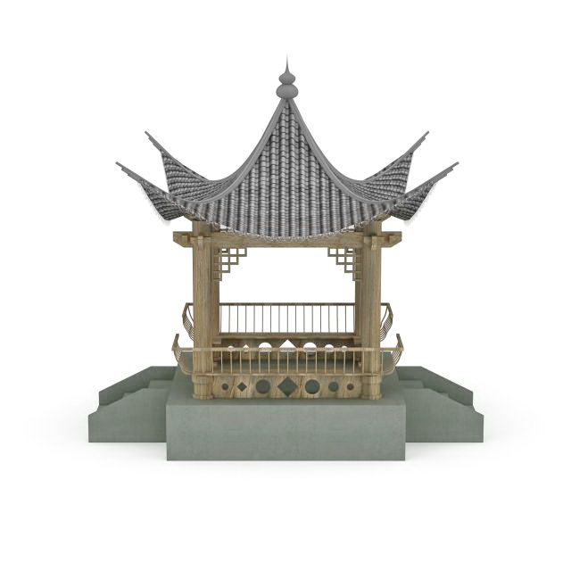 Ancient Chinese pavilion 3d rendering