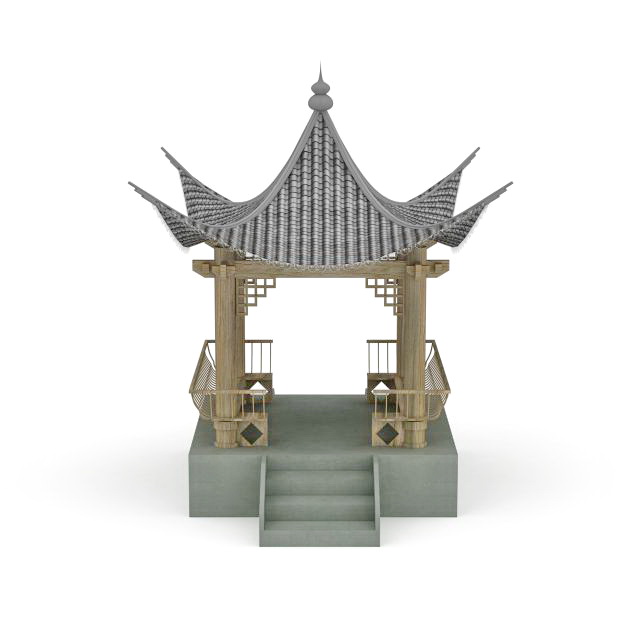 Ancient Chinese pavilion 3d rendering