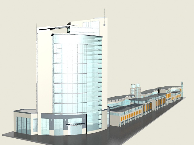 Retail & office complex 3d rendering